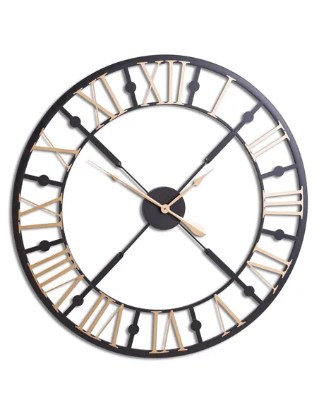 Hill Interiors Black And Gold Skeleton Clock 20795