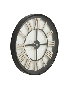 Hill Interiors Black Framed Skeleton Clock With White Roman Numerals 21070