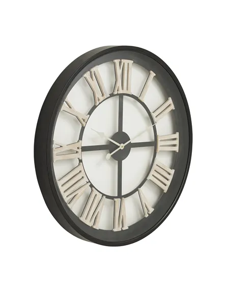 Hill Interiors Black Framed Skeleton Clock With White Roman Numerals 21070