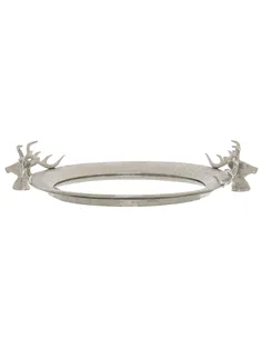 Hill Interiors Large Mirrored Tray With Stag Heads 22241