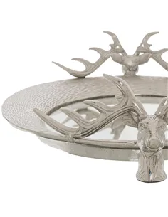Hill Interiors Large Mirrored Tray With Stag Heads 22241 2