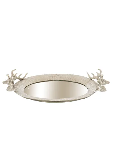 Hill Interiors Large Mirrored Tray With Stag Heads 22241