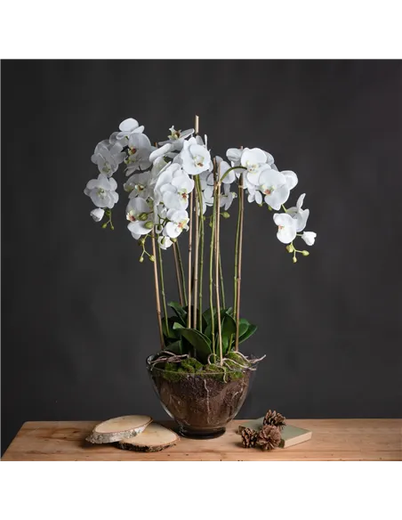 Hill Interiors Large White Orchid In Glass Pot 19959