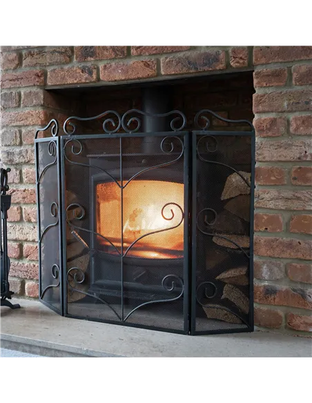 Hill Interiors Heavy Large Black Ornate Fire Screen 6611