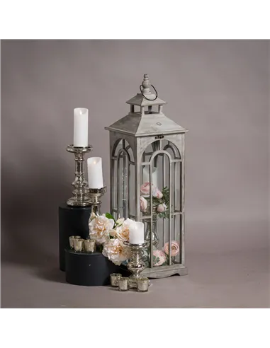 Hill Interiors Set Of Three Wooden Lanterns With Archway Design 17461