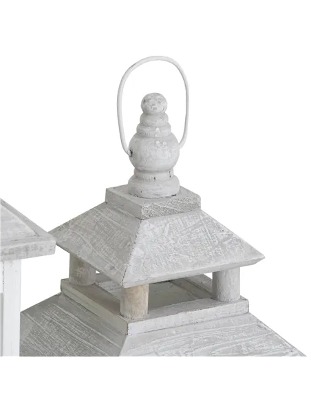 Hill Interiors Set Of 3 White Window Style Lanterns With Open Top 19494