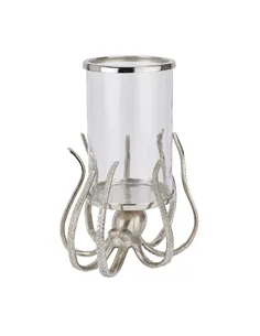Hill Interiors Large Silver Octopus Candle Hurricane Lantern 22224