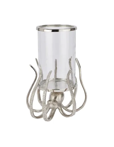 Hill Interiors Large Silver Octopus Candle Hurricane Lantern 22224