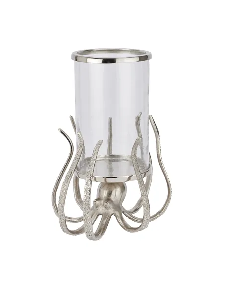 Hill Interiors Large Silver Octopus Candle Hurricane Lantern 22224