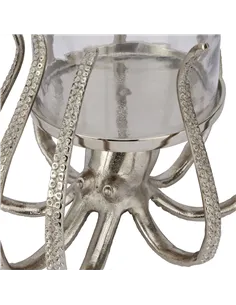 Hill Interiors Large Silver Octopus Candle Hurricane Lantern 22224 2