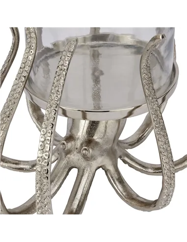 Hill Interiors Large Silver Octopus Candle Hurricane Lantern 22224