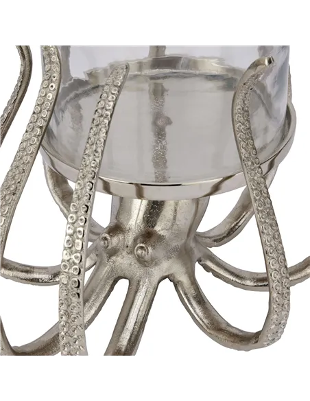 Hill Interiors Large Silver Octopus Candle Hurricane Lantern 22224
