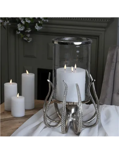Hill Interiors Large Silver Octopus Candle Hurricane Lantern 22224