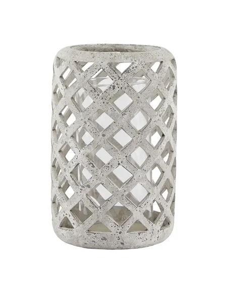 Hill Interiors Large Grey Stone Effect Hurricane Lantern 23661