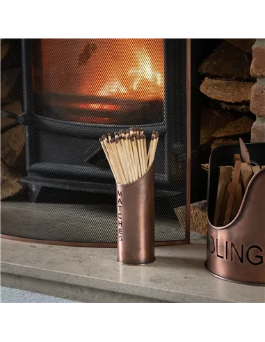 Hill Interiors Copper Finish Logs And Kindling Buckets & Matchstick Holder 19141