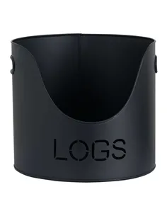 Hill Interiors Black Finish Logs And Kindling Buckets & Matchstick Holder 19143 2
