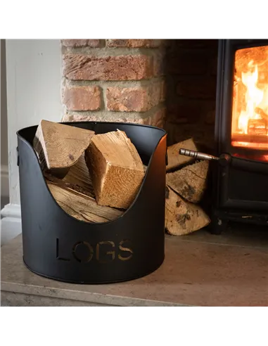 Hill Interiors Black Finish Logs And Kindling Buckets & Matchstick Holder 19143