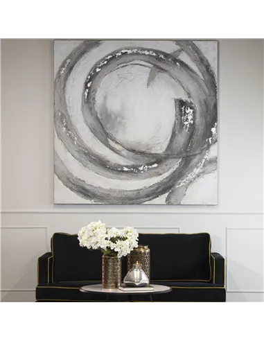 Hill Interiors Galaxy Silver And Grey Hand Painted Canvas 21795