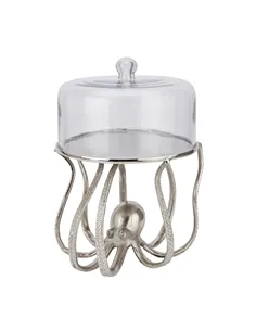 Hill Interiors Large Silver Octopus Cake Stand Cloche 22237