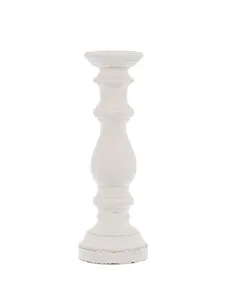 Hill Interiors Matt White Large Ceramic Column Candle Holder 22255