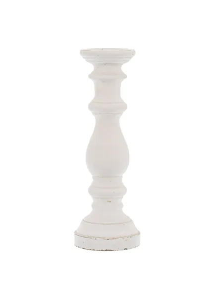 Hill Interiors Matt White Large Ceramic Column Candle Holder 22255
