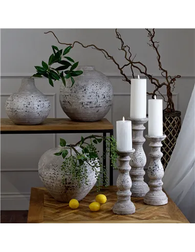Hill Interiors Large Stone Ceramic Column Candle Holder 22258