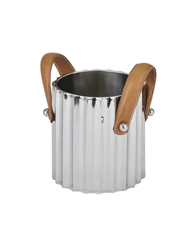 Hill Interiors Silver Fluted Leather Handled Single Champagne Cooler 22568