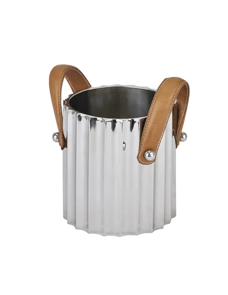 Hill Interiors Silver Fluted Leather Handled Single Champagne Cooler 22568
