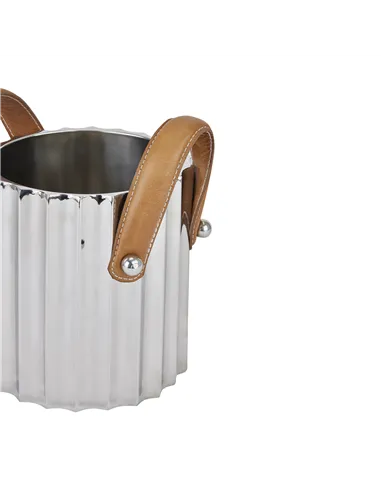 Hill Interiors Silver Fluted Leather Handled Single Champagne Cooler 22568