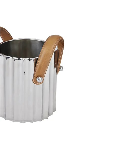 Hill Interiors Silver Fluted Leather Handled Single Champagne Cooler 22568