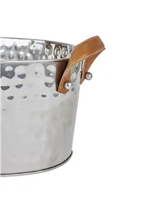 Hill Interiors Silver Large Leather Handled Champagne Cooler 22569 2