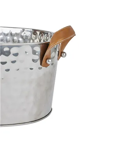 Hill Interiors Silver Large Leather Handled Champagne Cooler 22569