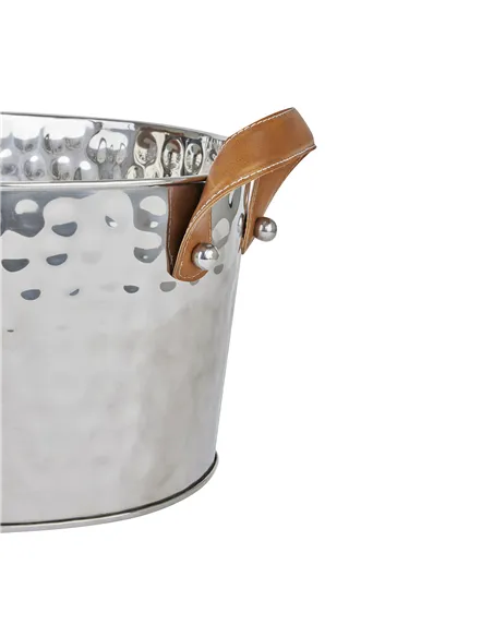Hill Interiors Silver Large Leather Handled Champagne Cooler 22569