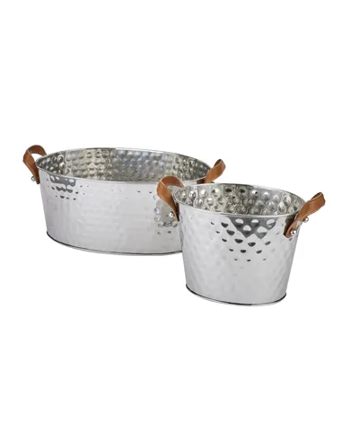 Hill Interiors Silver Large Leather Handled Champagne Cooler 22569
