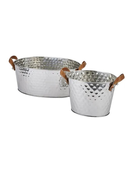 Hill Interiors Silver Large Leather Handled Champagne Cooler 22569