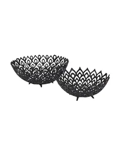 Hill Interiors Black Cast Large Lattice Bowl 22864 2