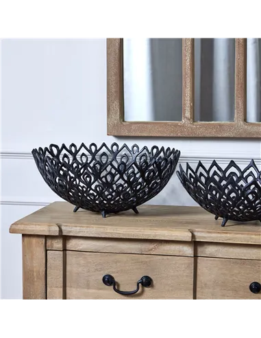 Hill Interiors Black Cast Large Lattice Bowl 22864
