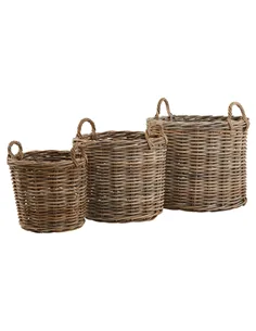 Hill Interiors Set of 3 Kubu Rattan Round Storage Baskets 22928