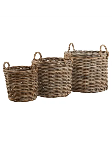 Hill Interiors Set of 3 Kubu Rattan Round Storage Baskets 22928