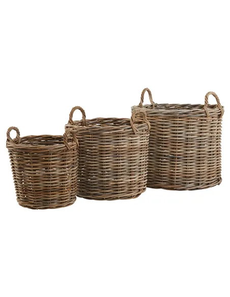Hill Interiors Set of 3 Kubu Rattan Round Storage Baskets 22928