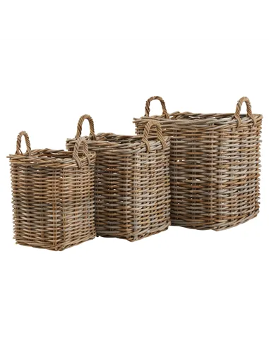 Hill Interiors Set of 3 Kubu Rattan Square Storage Baskets 22929