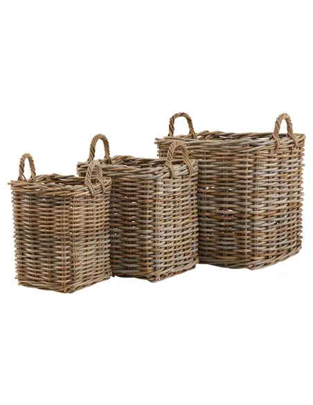 Hill Interiors Set of 3 Kubu Rattan Square Storage Baskets 22929