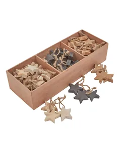 Hill Interiors Pack Of 90 Wooden Star Hanging Decorations 23527