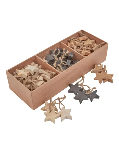 Hill Interiors Pack Of 90 Wooden Star Hanging Decorations 23527