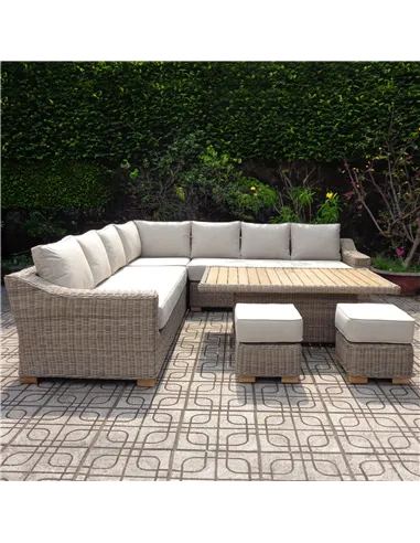 Hill Interiors Capri Outdoor Large Corner Set With Riser Table + 2 Stools 23099