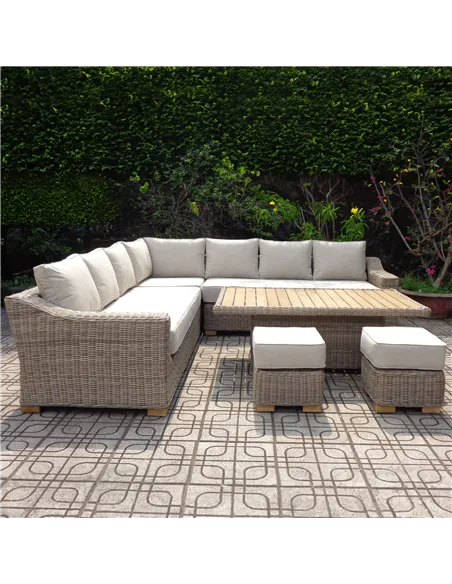 Hill Interiors Capri Outdoor Large Corner Set With Riser Table + 2 Stools 23099