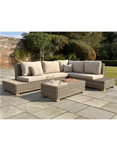 Hill Interiors Capri Collection Outdoor Large Corner And Coffee Table Set 23913