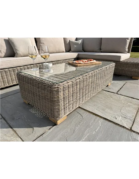 Hill Interiors Capri Collection Outdoor Large Corner And Coffee Table Set 23913