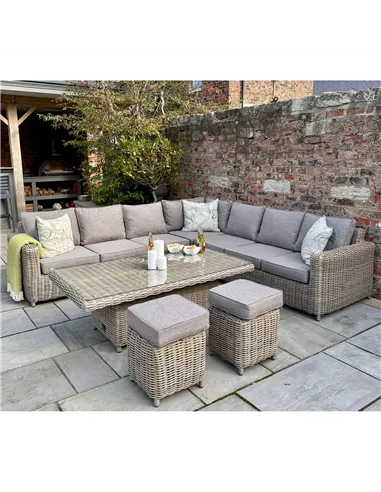 Hill Interiors Amalfi Outdoor Large Corner Set With Riser Table + 2 Stools 23914