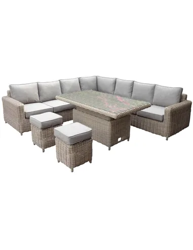 Hill Interiors Amalfi Outdoor Large Corner Set With Riser Table + 2 Stools 23914